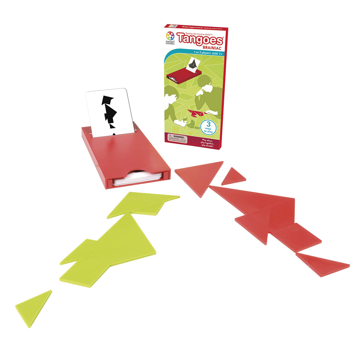 Tangoes Brainiac Tangram Travel Game with Portable Case featuring 100 Challenges for Ages 7+