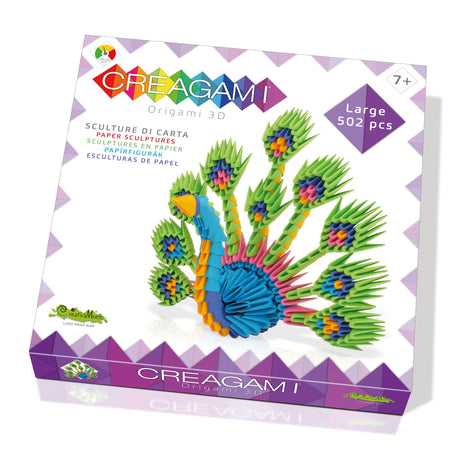 Creagami Peacock Origami Set - Large 3D Modular Paper Art Kit for Creative Exploration for Ages 7+